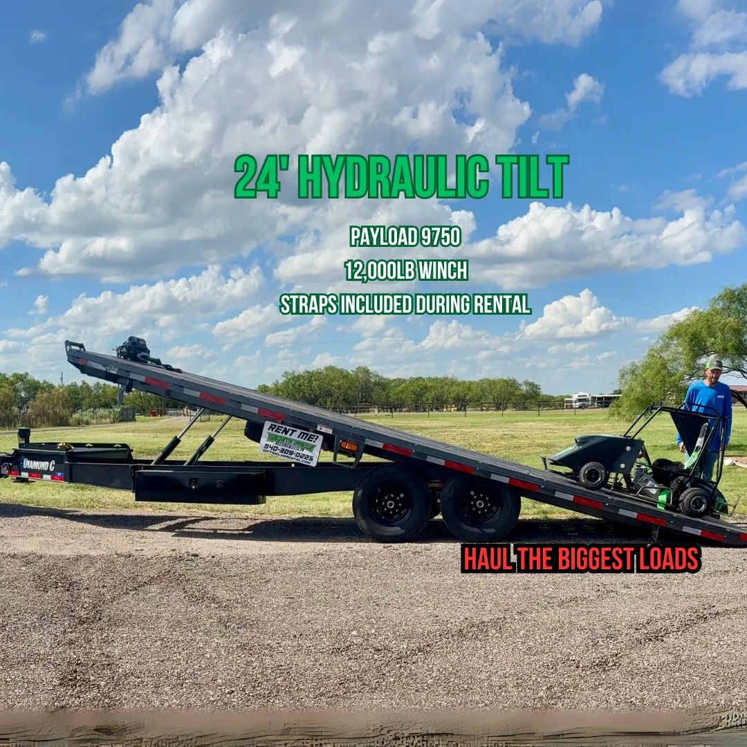 Diamond C deckover hydraulic tilt equipment trailer for rent in Wichita Falls