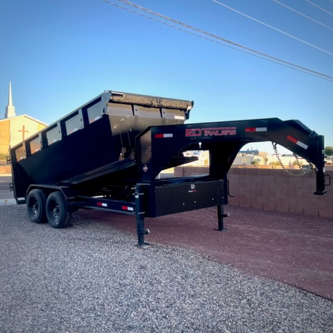 Black gooseneck roll-off dumpster trailer